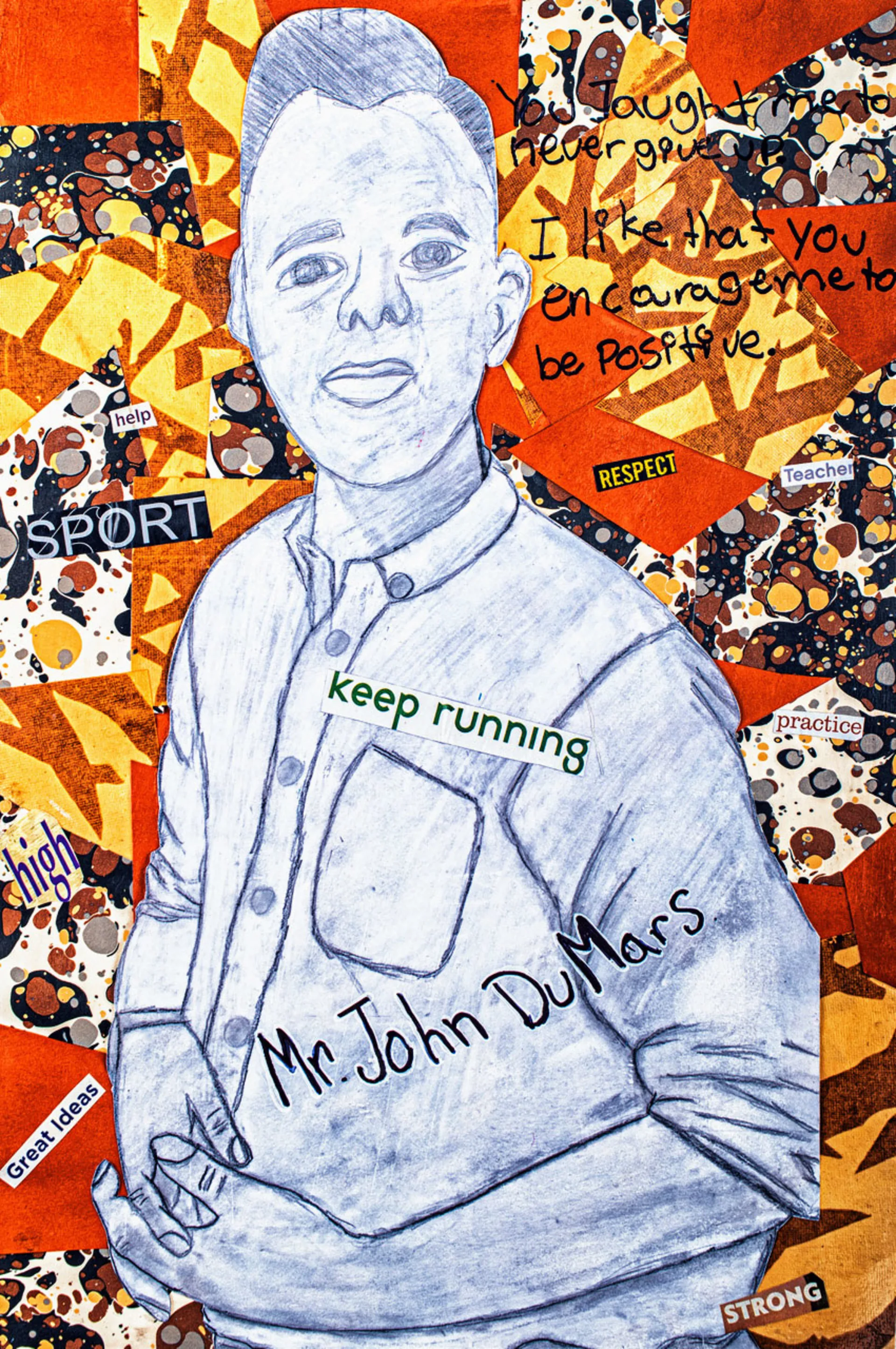 Collage-style artwork of a blue sky with clouds and birds, featuring a quote by Alice Walker made from cut-out letters: 'The more I wonder, the more I love.'