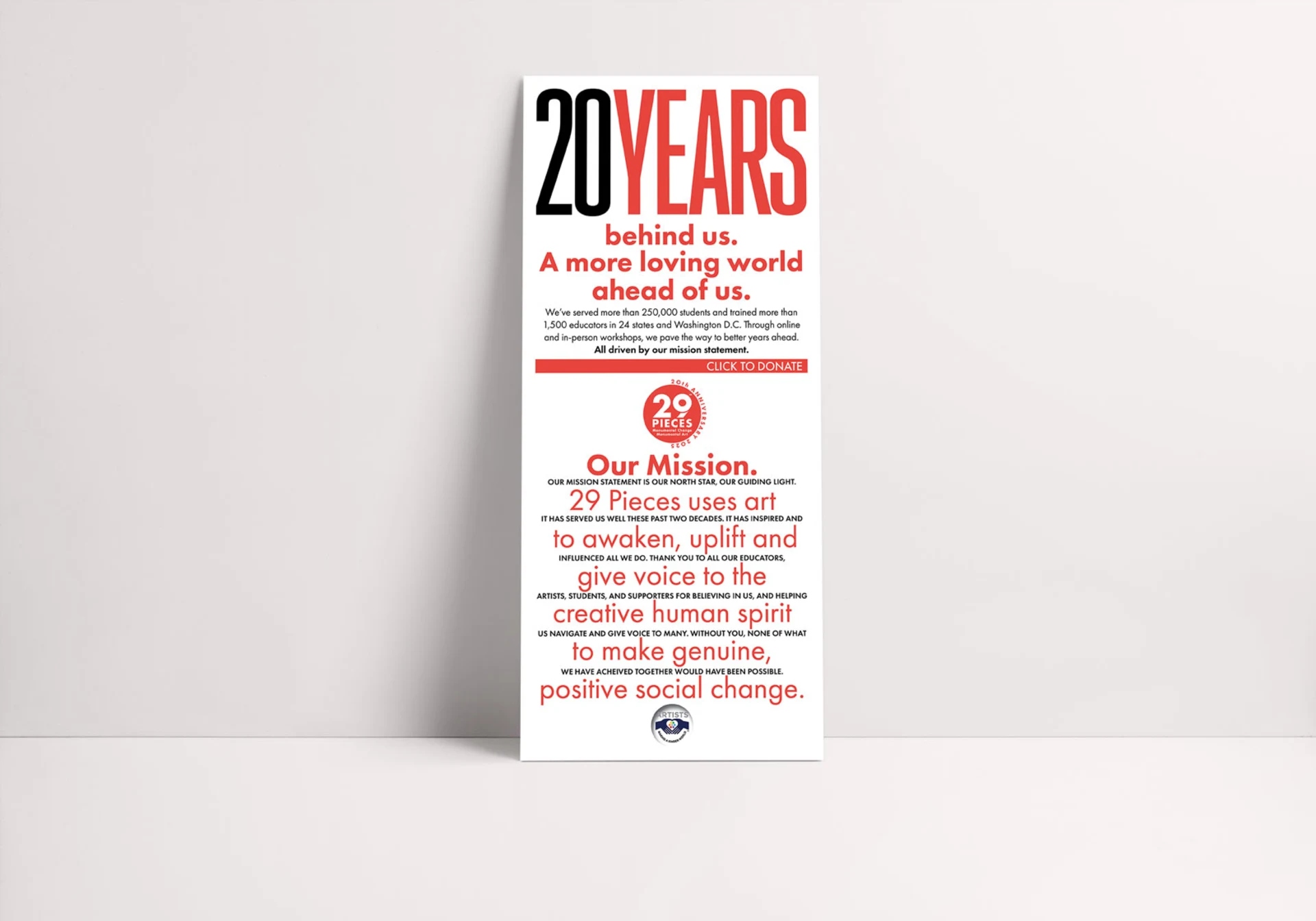 Mockup of the Celebrating 20 Years poster.